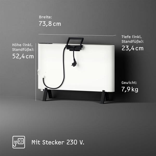 STIEBEL ELTRON CNS 2000 Plus LCD move Elektroheizung, Standgerät, engergiesparend, 2 kW für ca. 25 m², TÜV geprüft, LC-Display, Wochentimer, Weiß (207060)