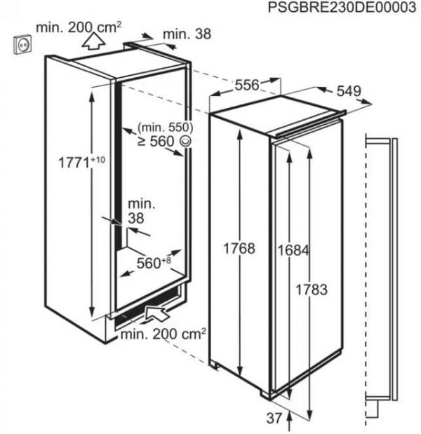 AEG ABE818E6NC Einbau Gefrierschrank, Nischenhöhe 178 cm, 204 L, NoFrost, Festtürtechnik, Frostmatic, weiß