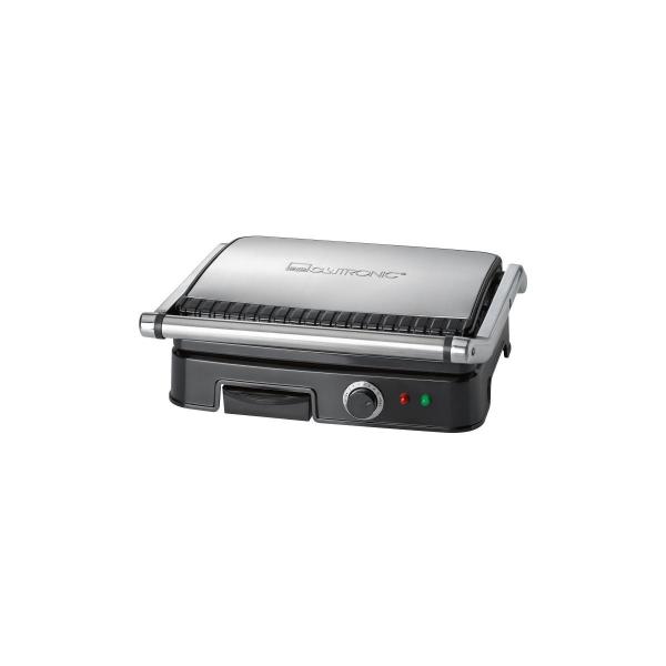 ARDEBO.de Clatronic KG 3487 Kontaktgrill, 2000W, Thermostat, Antihaftbeschichtete Grillplatten, 2 Kontrollleuchten, edelstahl/schwarz