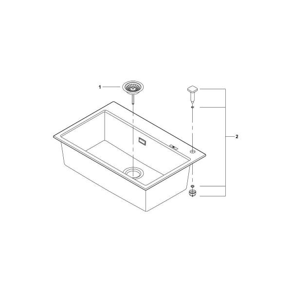 GROHE K700 Kompositküchenspüle, Einzelbecken, keine Abtropffläche, mit Ablauffernbedienung, reversibel, granit schwarz (31652AP0)