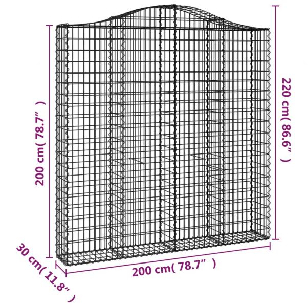 Gabionen mit Hochbogen 2 Stk. 200x30x200/220cm Verzinktes Eisen