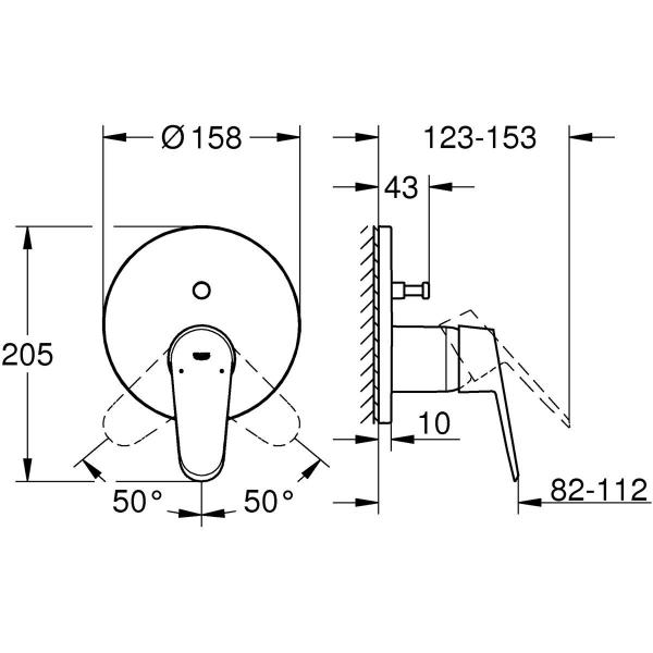 GROHE Eurodisc Cosmopolitan Einhand-Wannenbatterie, Fertigmontageset für Rapido SmartBox, chrom (24056002)