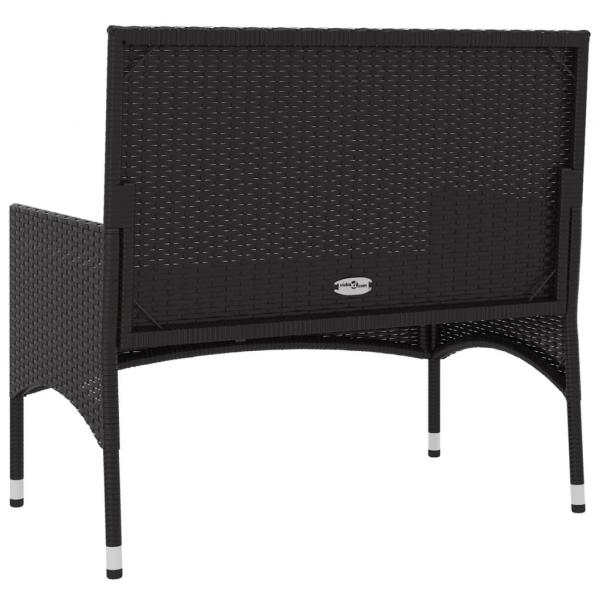 Gartenbank 2-Sitzer mit Kissen Schwarz Poly Rattan