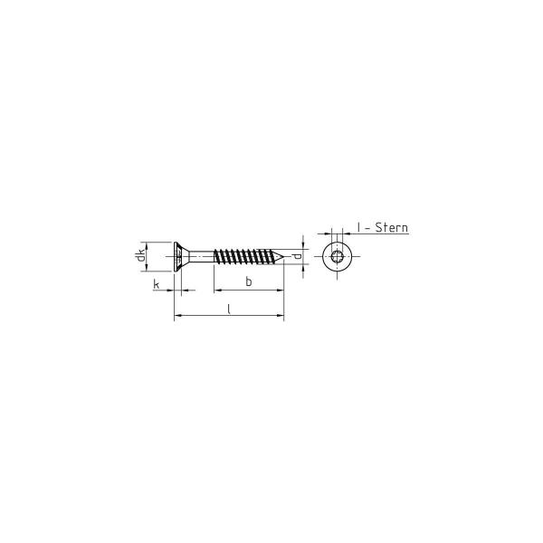 Joseph Dresselhaus 1137021504,540 JD-79 Spanplattenschrauben, I-Stern, Senkkopf, Fräsrippen, verzinkt, 4,5x40mm