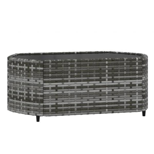 4-tlg. Garten-Lounge-Set mit Kissen Grau Poly Rattan