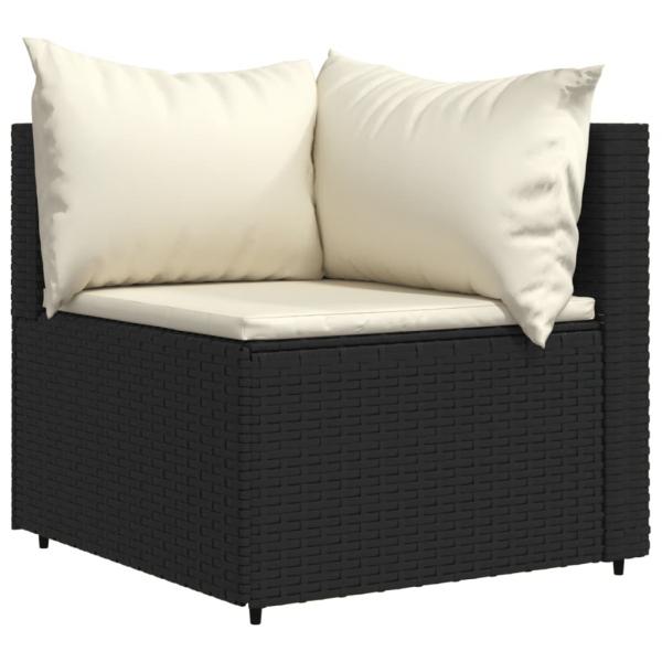 Garten-Ecksofas mit Kissen 2 Stk. Schwarz Poly Rattan