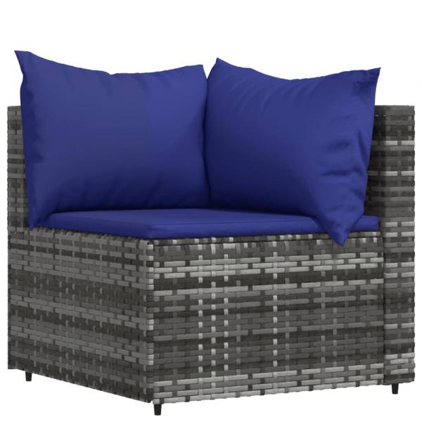 4-tlg. Garten-Lounge-Set mit Kissen Grau Poly Rattan