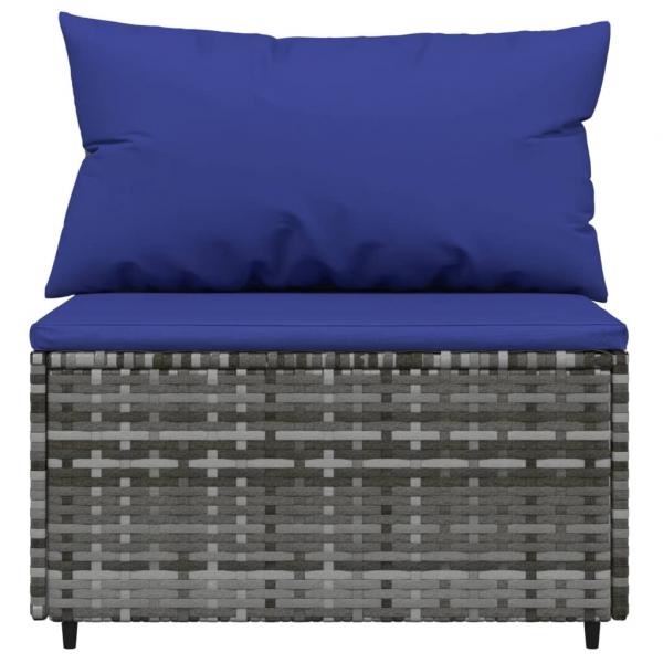 Garten-Mittelsofas mit Kissen 2 Stk. Grau Poly Rattan