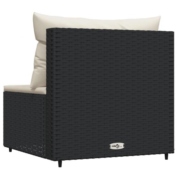 Garten-Mittelsofa mit Kissen Schwarz Poly Rattan