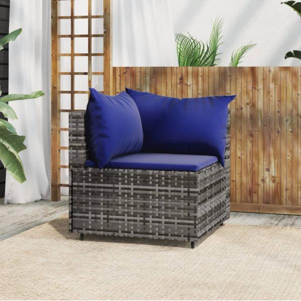 ARDEBO.de - Garten-Ecksofa mit Kissen Grau Poly Rattan