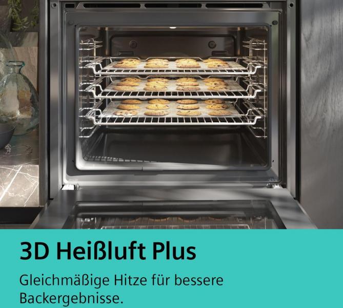 Siemens HR532GBS3 iQ300 A+ Einbau-Backofen mit Dampfunterstützung, 60 cm breit, 71L, ActiveClean, cookControl15, Air Fry, edelstahl