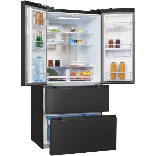 Exquisit FD490-160-WS-200E Stand Kühl-Gefrierkombination, 84cm breit, 506 L, NoFrost, Wasserspender, inoxlook-az