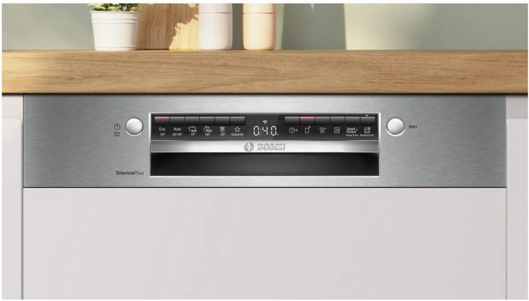 Bosch SBI4ECS28E Serie Teilintegrierter Geschirrspüler, 60 cm breit, 14 Maßgedecke, AquaStop, Vario Schublade, Eco Silence Drive, AquaSensor, Kindersicherung, HomeConnect, Edelstahl