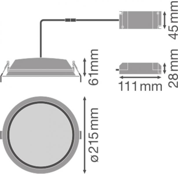 LEDVANCE DOWNLIGHT ALU DN200, Downlightleuchte, 35W, 6500K, kaltes Tageslicht, IP44, weiß (4058075091597)