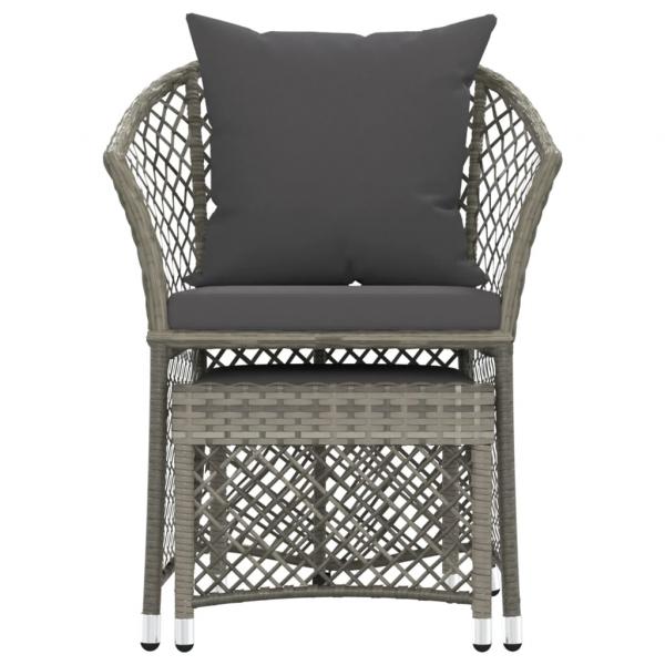 2-tlg. Garten-Lounge-Set mit Kissen Grau Poly Rattan