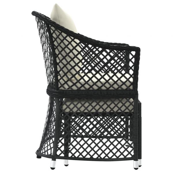 2-tlg. Garten-Lounge-Set mit Kissen Schwarz Poly Rattan