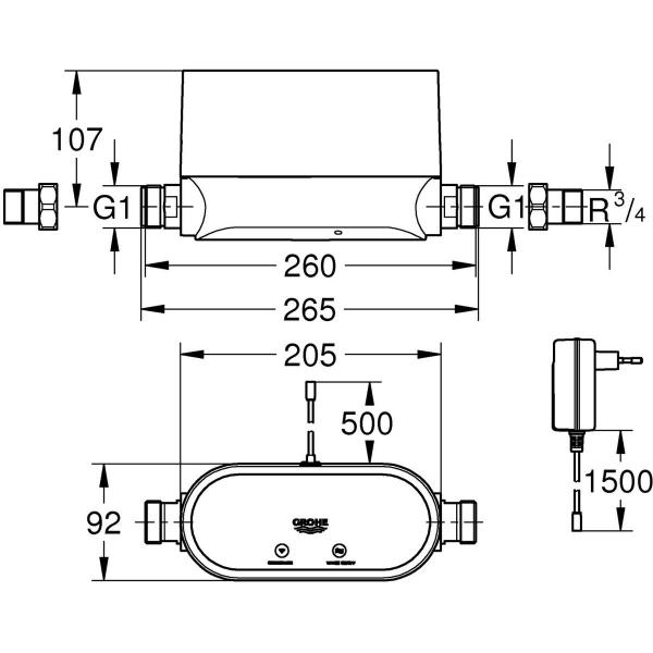 GROHE Sense Guard Intelligente Wassersteuerung, Wandmontage, für Wireless LAN, Netzanschluss 230 V, weiß (22500LN0)