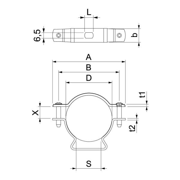 OBO Bettermann ASL 733 53 ALU Abstandsschelle mit Langloch, 44-53mm, Aluminium (1362834)