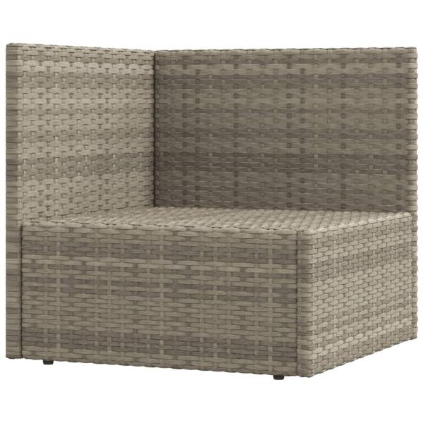 Garten-Ecksofa mit Kissen Grau Poly Rattan