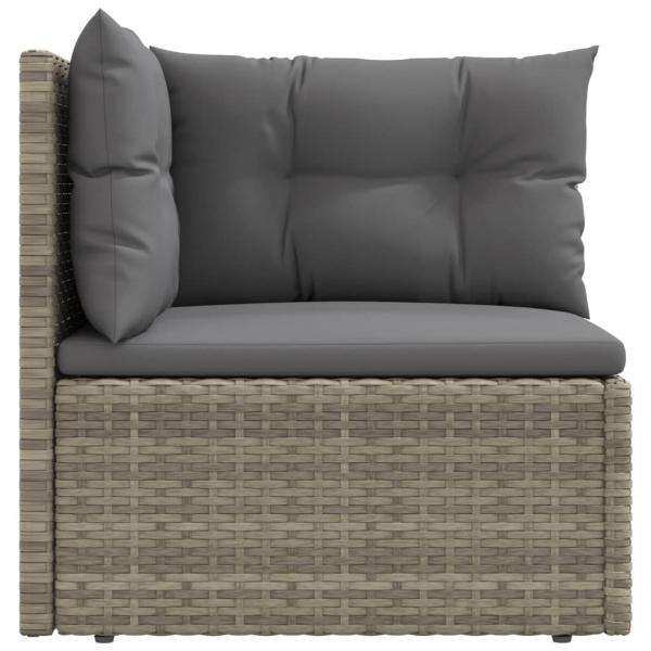 Garten-Ecksofa mit Kissen Grau Poly Rattan