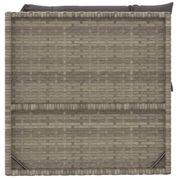 Garten-Ecksofa mit Kissen Grau Poly Rattan