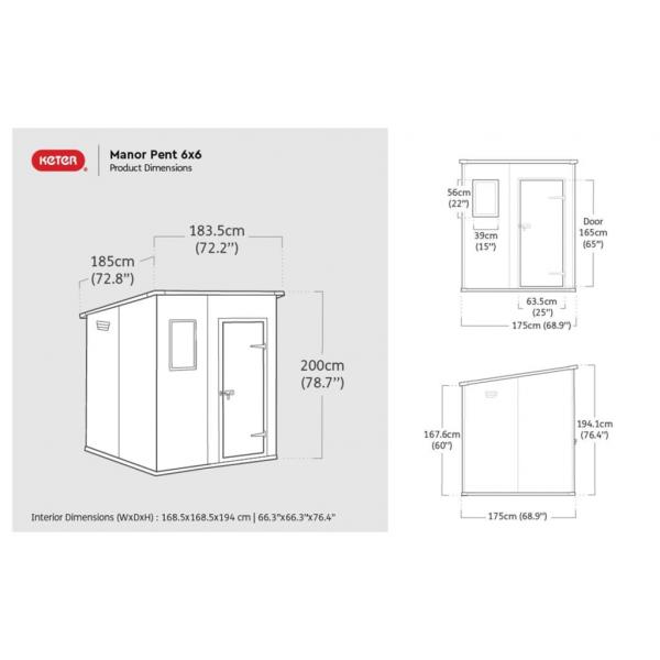 Keter Gerätehaus Manor Pent 66 Dunkelgrau