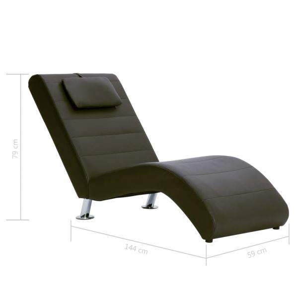 Chaiselongue mit Kissen Braun Kunstleder