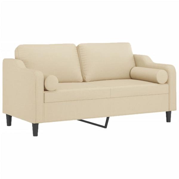 2-Sitzer-Sofa mit Zierkissen Creme 140 cm Stoff