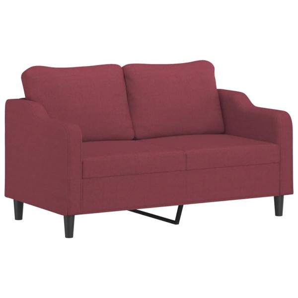 2-Sitzer-Sofa mit Zierkissen Weinrot 140 cm Stoff