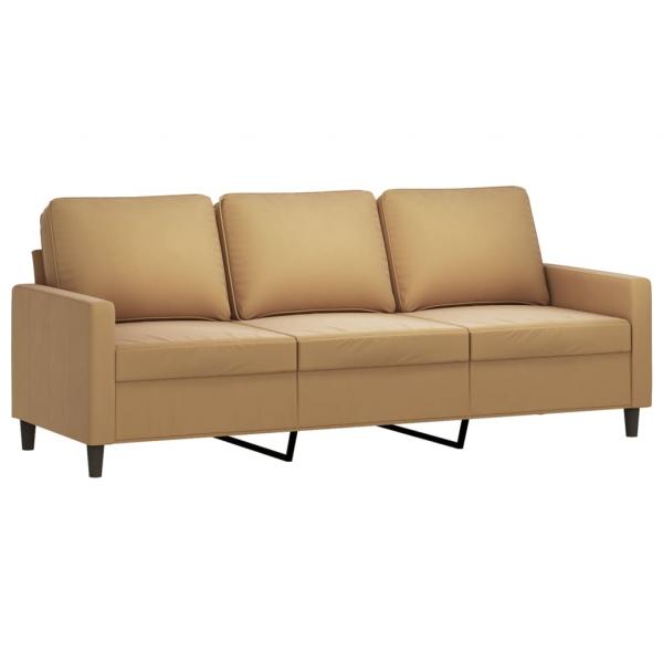 3-Sitzer-Sofa mit Hocker Braun 180 cm Samt