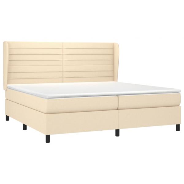 Boxspringbett mit Matratze Creme 200x200 cm Stoff