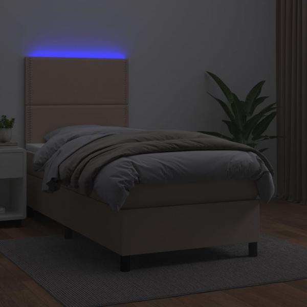 Boxspringbett mit Matratze & LED Cappuccino-Braun 90x200cm