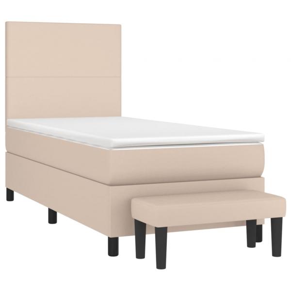 Boxspringbett mit Matratze Cappuccino-Braun 90x200cm Kunstleder