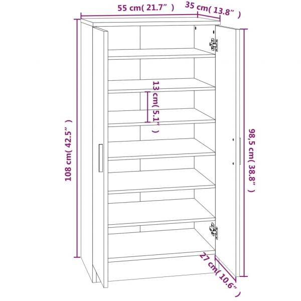 Schuhschrank Schwarz 55x35x108 cm Holzwerkstoff