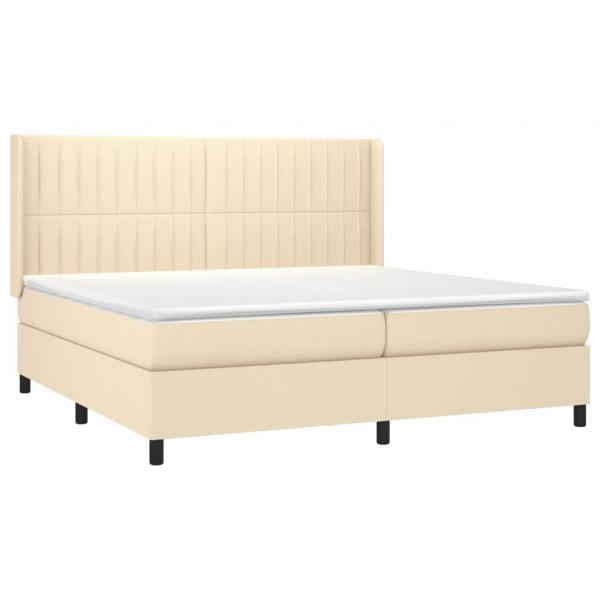 Boxspringbett mit Matratze & LED Creme 200x200 cm Stoff