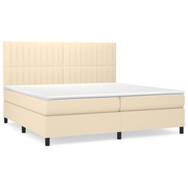 Boxspringbett mit Matratze Creme 200x200 cm Stoff