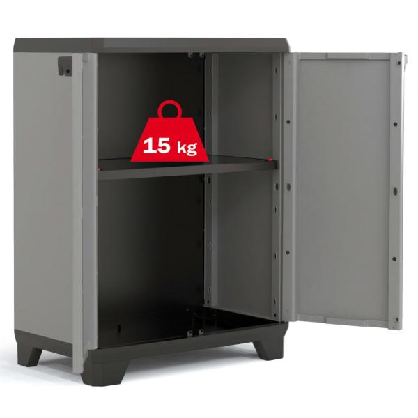 Keter Niedriger Lagerschrank Stilo Grau und Schwarz 90 cm