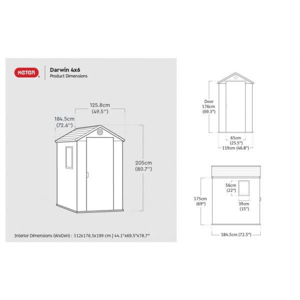 Keter Gerätehaus Darwin 46 Grau Holz-Optik