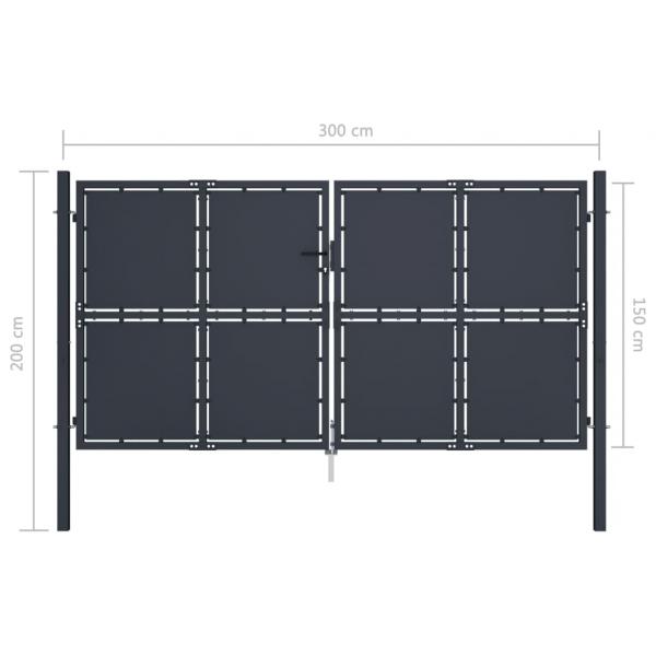 Gartentor Stahl 300 x 150 cm Anthrazit