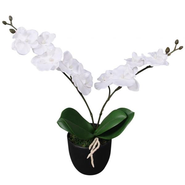 ARDEBO.de - Künstliche Orchidee mit Topf 30 cm Weiß