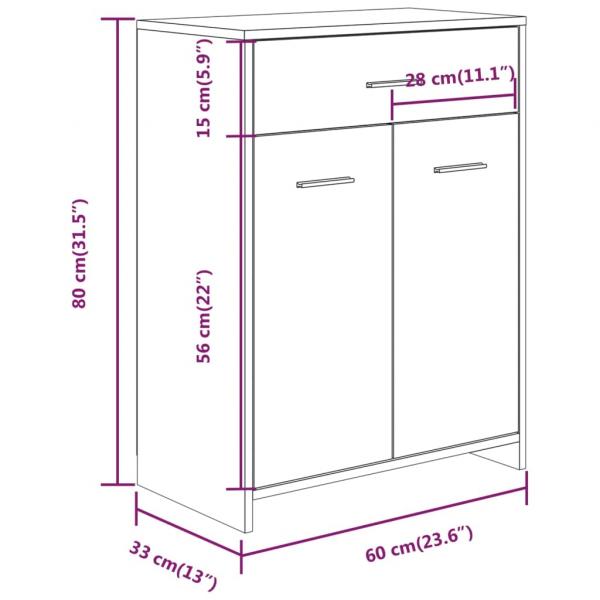 Badezimmerschrank Grau Sonoma 60x33x80 cm Holzwerkstoff