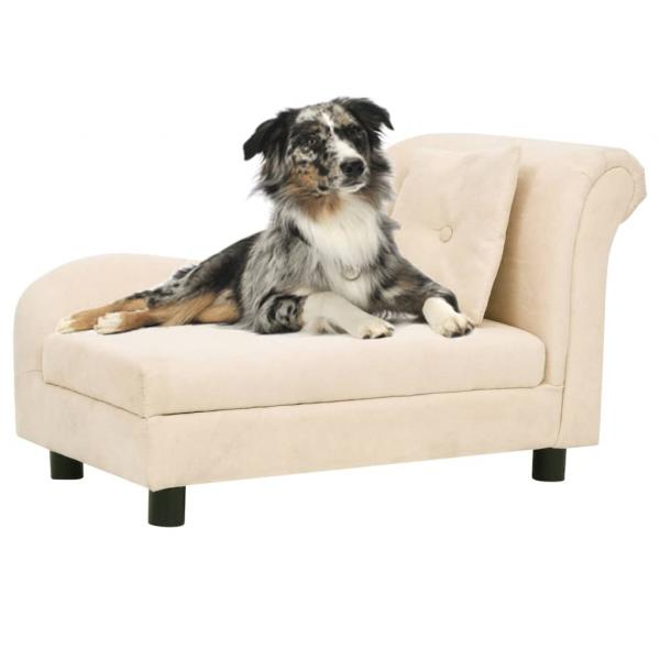 ARDEBO.de - Hundesofa mit Kissen Creme 83x44x44 cm Plüsch