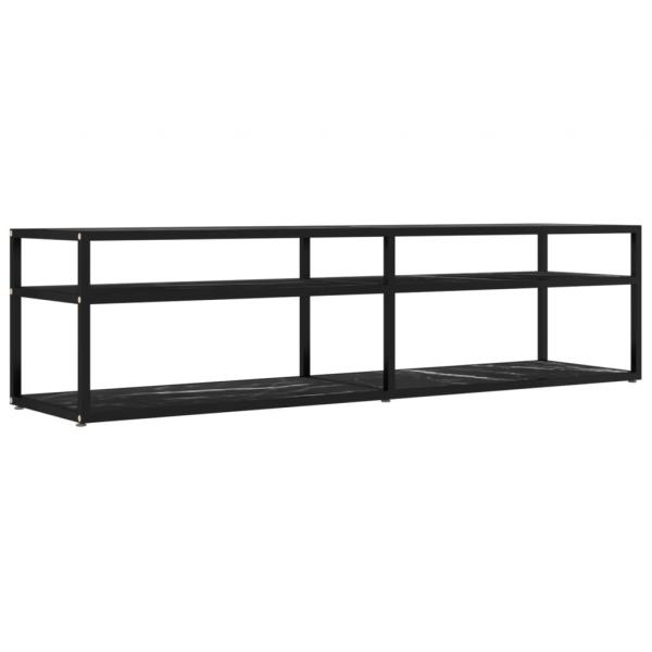 TV-Schrank Schwarz Marmor-Optik 160x40x40,5 cm Hartglas