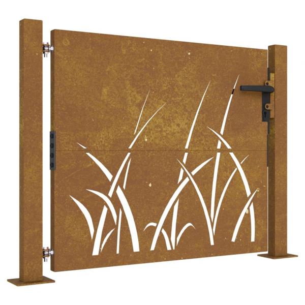 Gartentor 105x80 cm Cortenstahl Gras-Design