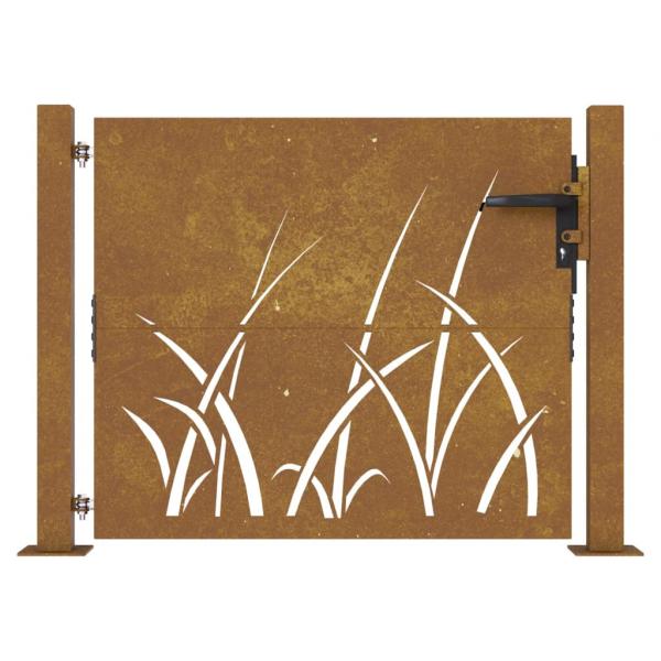 Gartentor 105x80 cm Cortenstahl Gras-Design