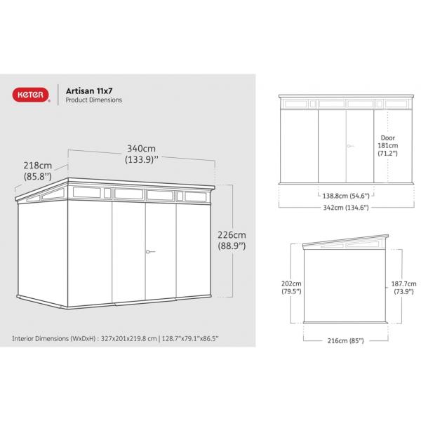 Keter Geräteschuppen Artisan 117 Braungrau