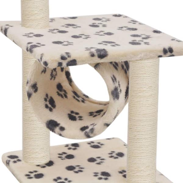 Katzen-Kratzbaum Sisal 65 cm Beige Pfoten-Aufdruck