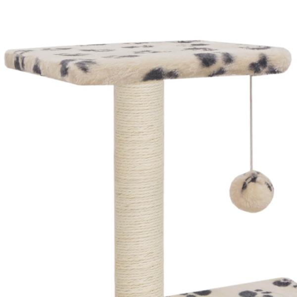 Katzen-Kratzbaum Sisal 65 cm Beige Pfoten-Aufdruck