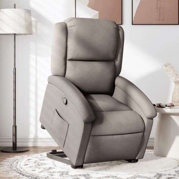 ARDEBO.de - Relaxsessel mit Aufstehhilfe Taupe Stoff