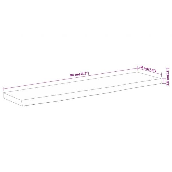 Wandregal 80x20x3,8 cm Rechteckig Massivholz Akazie Baumkante